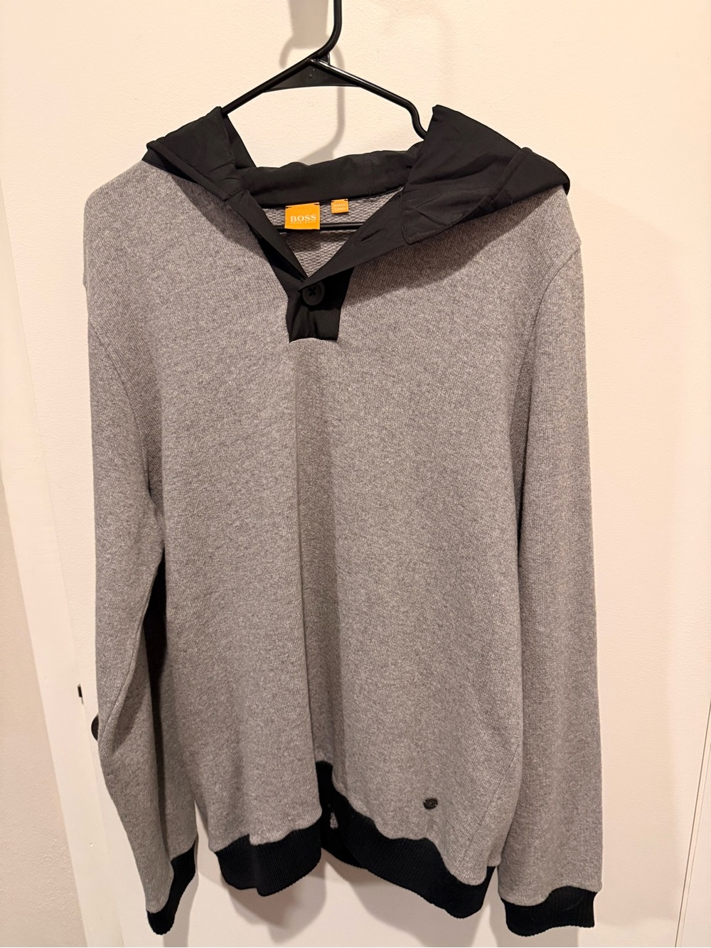 BOSS Gray Sweatshirt with Black Hood